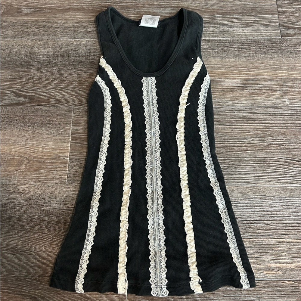 Black tank with lace detail